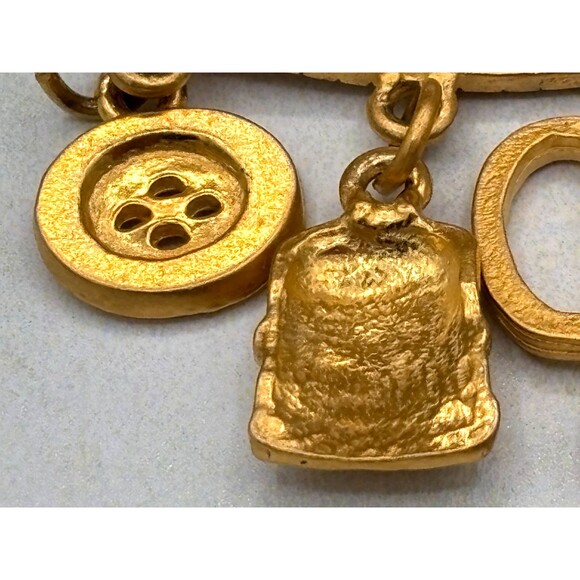 JJ Jonette Seamstress‎ Tailor Brooch Pin Brushed Gold Tone Sewing Tools Vintage - Picture 7 of 9